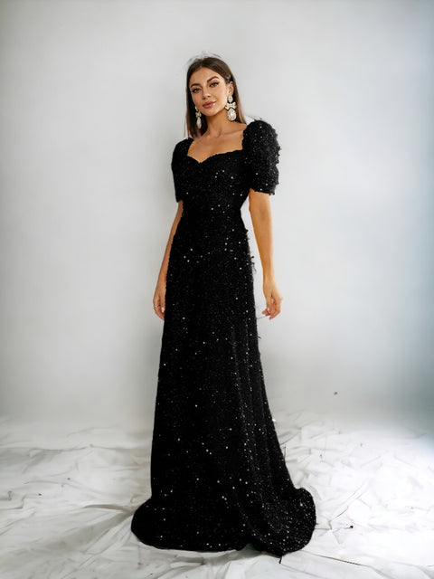 Black Sequin Prom Dress