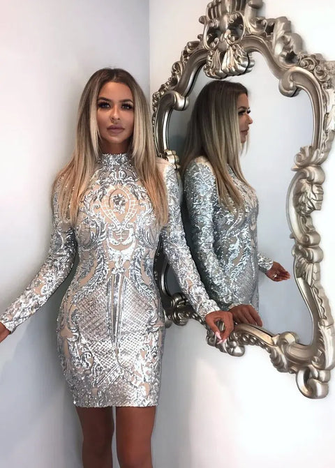 Short Silver Sequin Dress