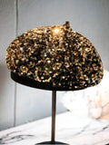 Sequin Beret Gold