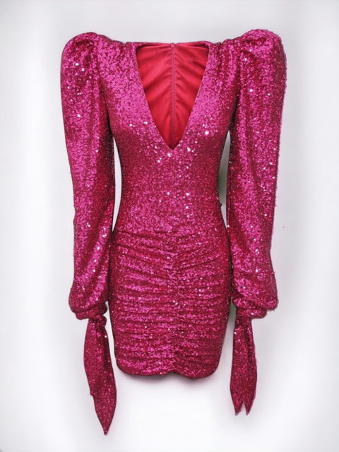 Hot Pink Sequin Mini Dress