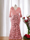 Pink Plus Size Sequin Dress