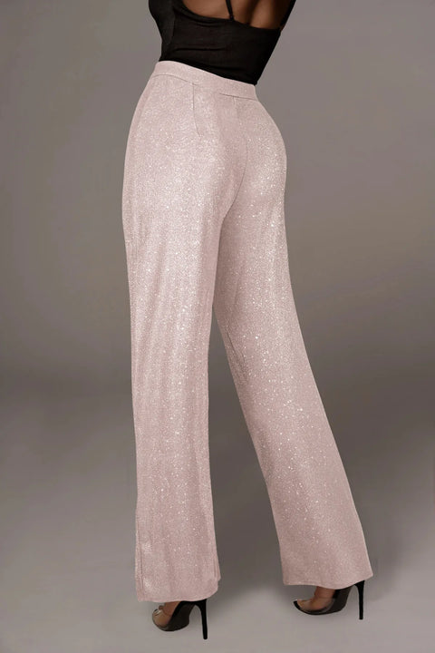 Pink Sequin Pants Casual