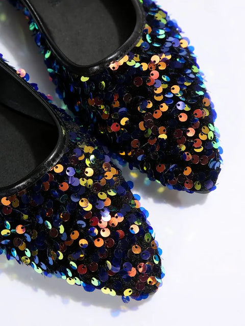 Rainbow Sequin Flats Shoes