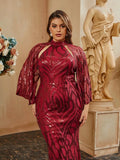 Burgundy Sequin Prom Dress Plus Size