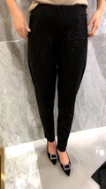 Plus Size Black Pants Rhinestones