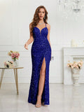 Blue Long Sequin Dress