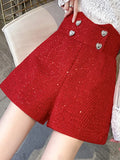 Red Sequin Short Red Casual