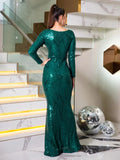 Green Sequins Dress Long Sleeve