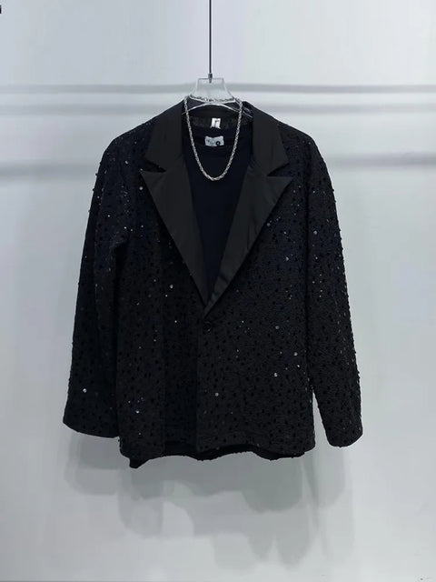 Black Sequin Dinner Jacket Mens