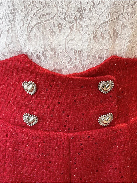 Red Sequin Short Red Casual