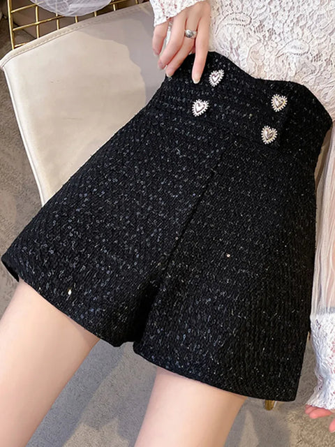 Black Sequin Short Red Casual