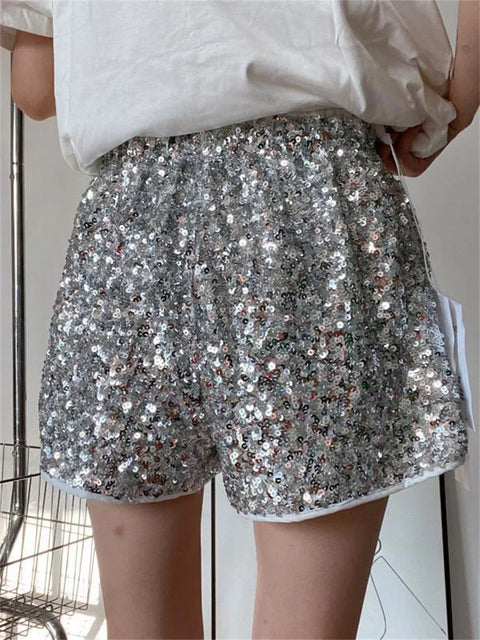 Sequin Shorts Silver 