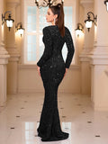 Black Dress Sequin Long Sleeve