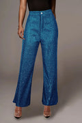 Blue Sequin Pants Casual