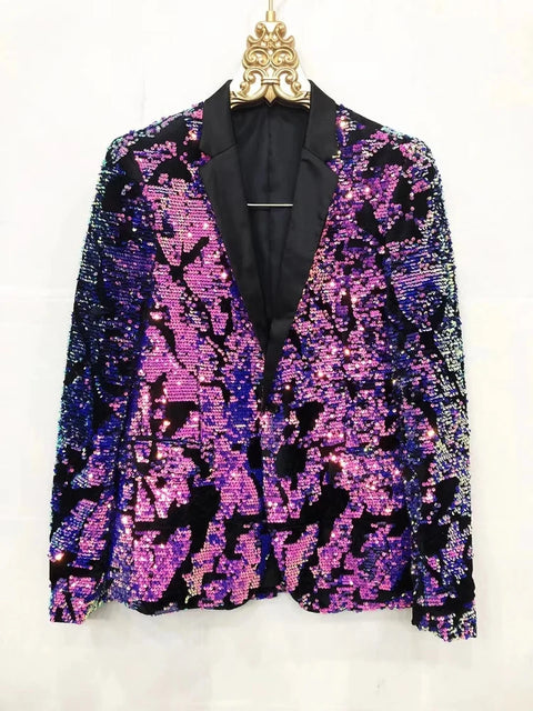 Purple Sequin Jacket Mens