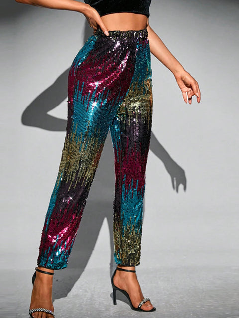 Rainbow Sequin Pants