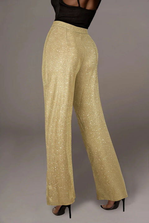 Gold Sequin Pants Casual