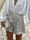 Silver Sequin Shorts