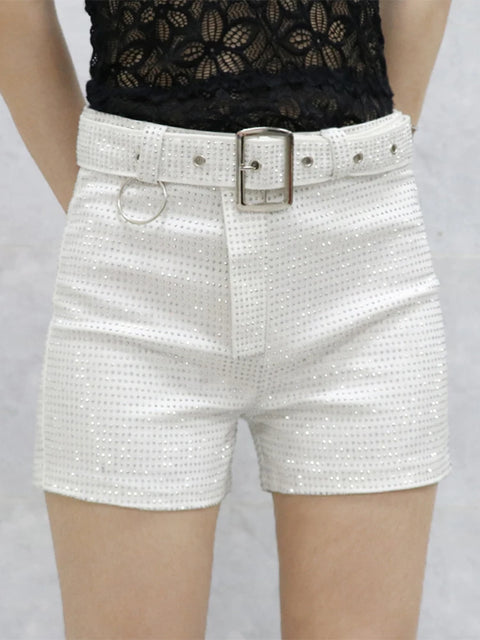 White Rhinestone Short Belt