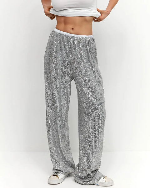 Silver Glitter  Joggers Pants