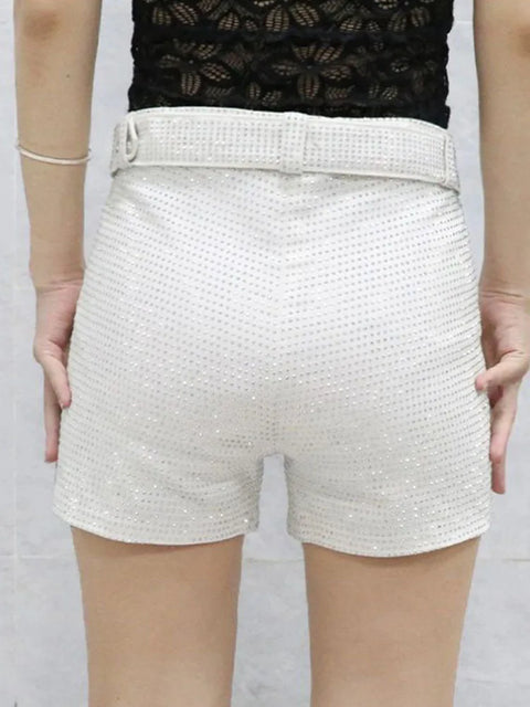 White Rhinestone Short Belt