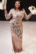 Plus Size Pink Gold Sequin Dress