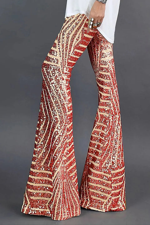 Red Sequin Stripe Pants