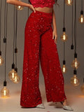 Red Sequin Flare Pants