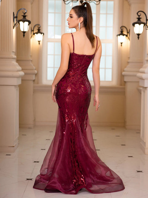 Wine Sequin Dress