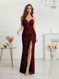 Burgundy Long Sequin Dress