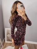 Purple Sequin Dress Open Chest