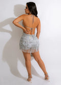 Sequin Fringe Halter Dress