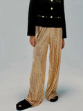 Gold Wide Leg Sequin Pants