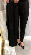 Plus Size Black Pants Rhinestones