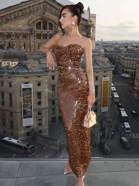 Brown Sequin Dress