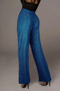 Blue Sequin Pants Casual