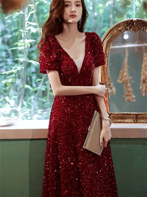 Burgundy Sequin Dresses