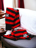 Glitter Striped Socks Knee High Red