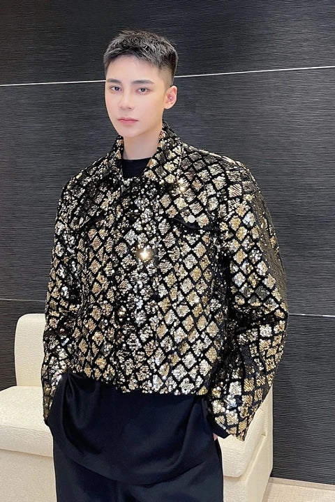 Gold Sequin Jacket Mens