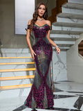 Mermaid Dress Purple Gray Sequin And Bare Shoulders