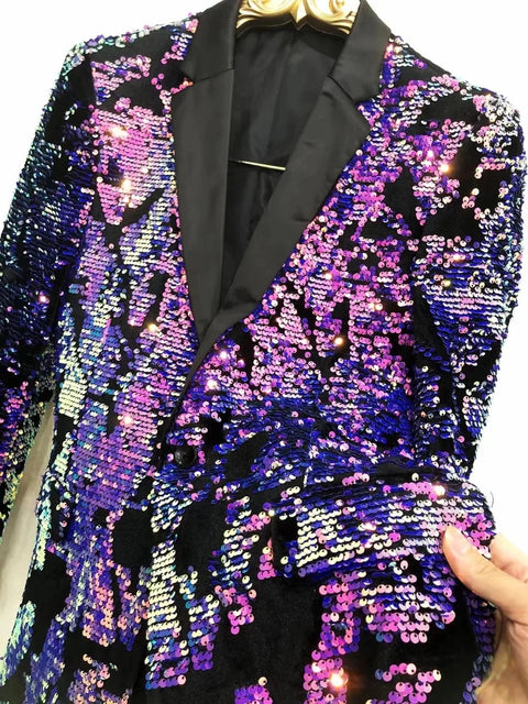 Purple Sequin Jacket Mens