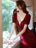 Burgundy Sequin Dresses