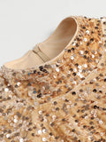 Mini Gold Sequin Dress Long Sleeve