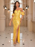 Sparkly Yellow Sequin Dress