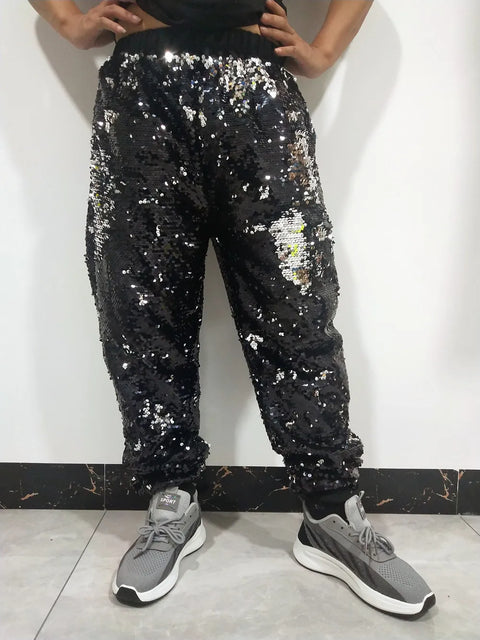 Black Sequin Pants Mens