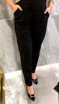 Plus Size Black Pants Rhinestones