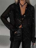 Black Women Sequin Shirt