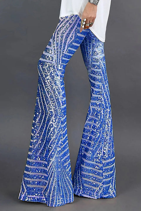 Blue Sequin Stripe Pants