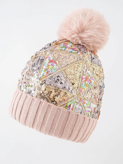 Sequin Beanie Pink