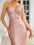 Pink Sequin Prom Dress 